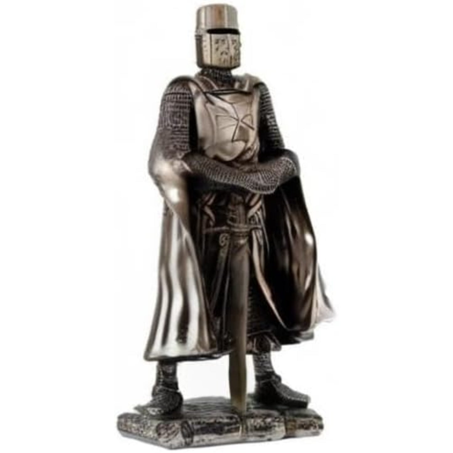Crusader Armored Knight with Large Sword Statue Figurine 7 inch