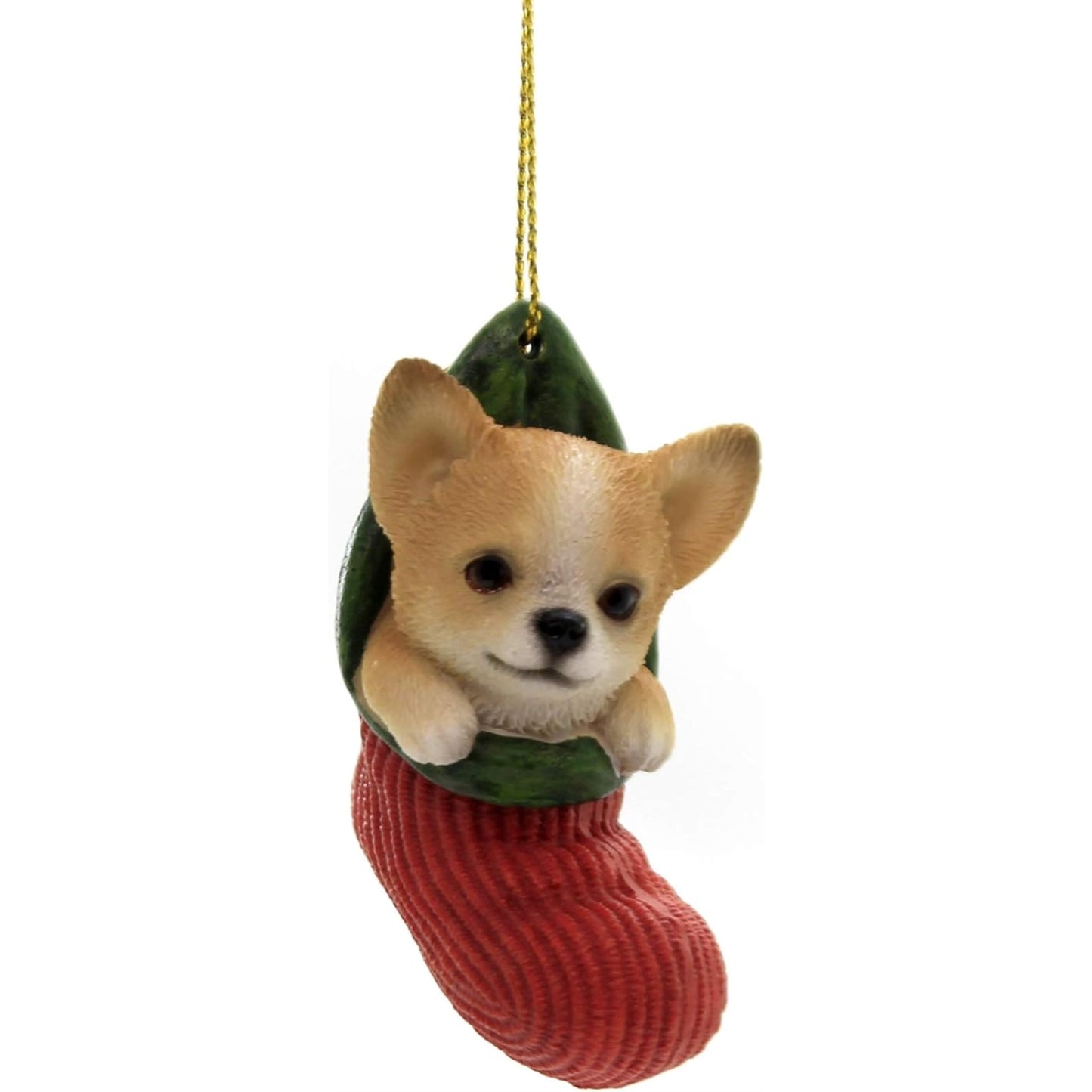 Chihuahua Puppy Dog in Stocking Decorative Holiday Festive Christmas Hanging Ornament 2.3 inch