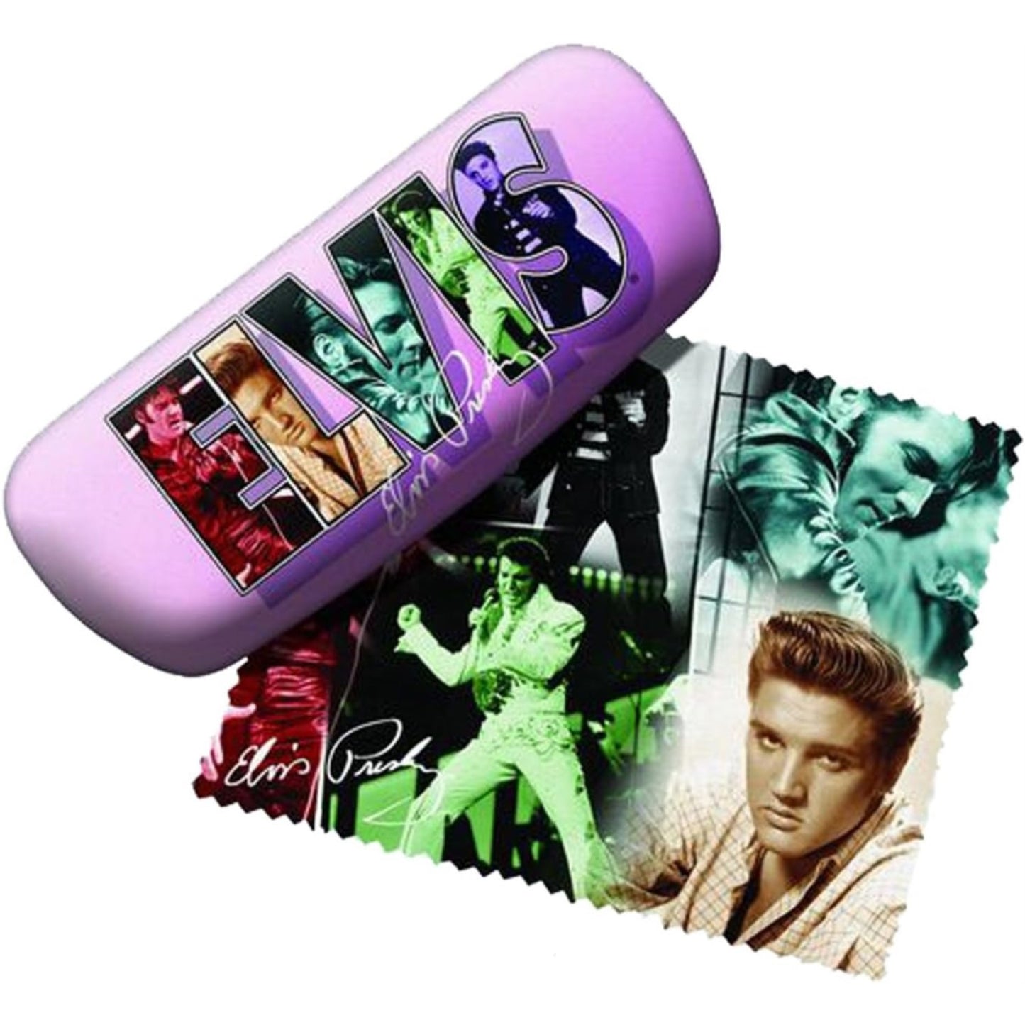 Elvis Presley Collage Eyeglass Case with Lens Cloth