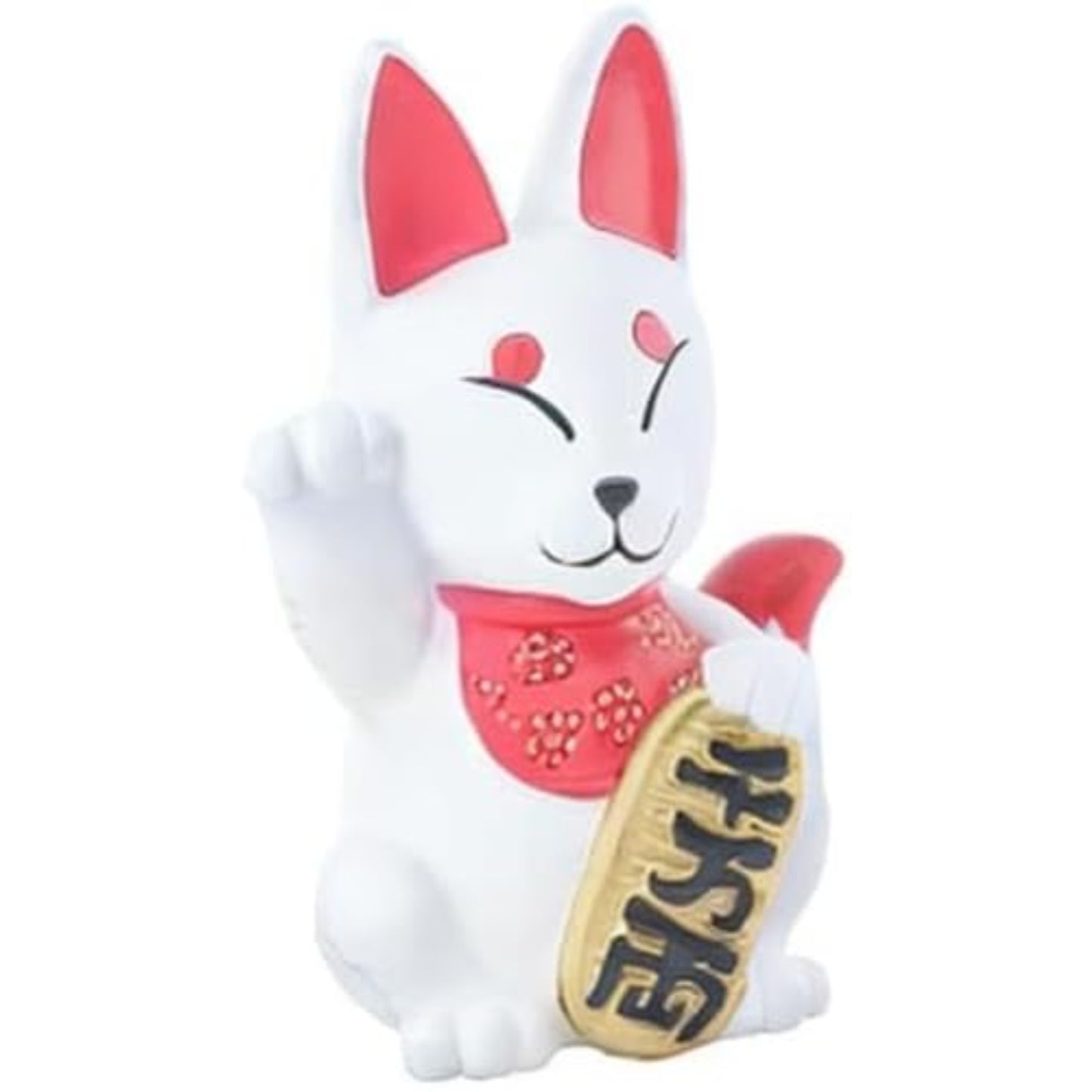 Japanese Folktale White Fox with Coin Kitsune Collectible Figurine 4.5 inch