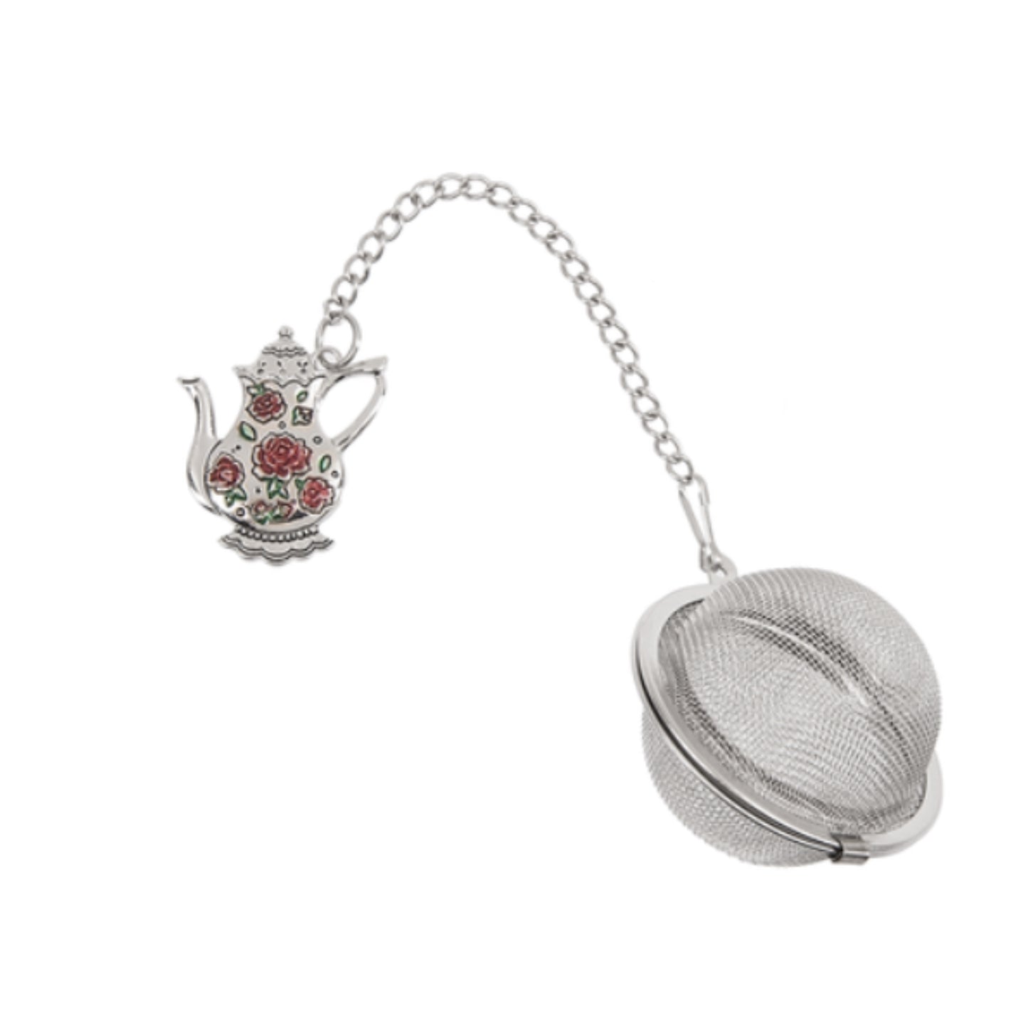 Ganz Pink Roses Teapot Zinc Metal Mesh Tea Infuser Ball with Enameling For Loose Leaf Tea Reusable