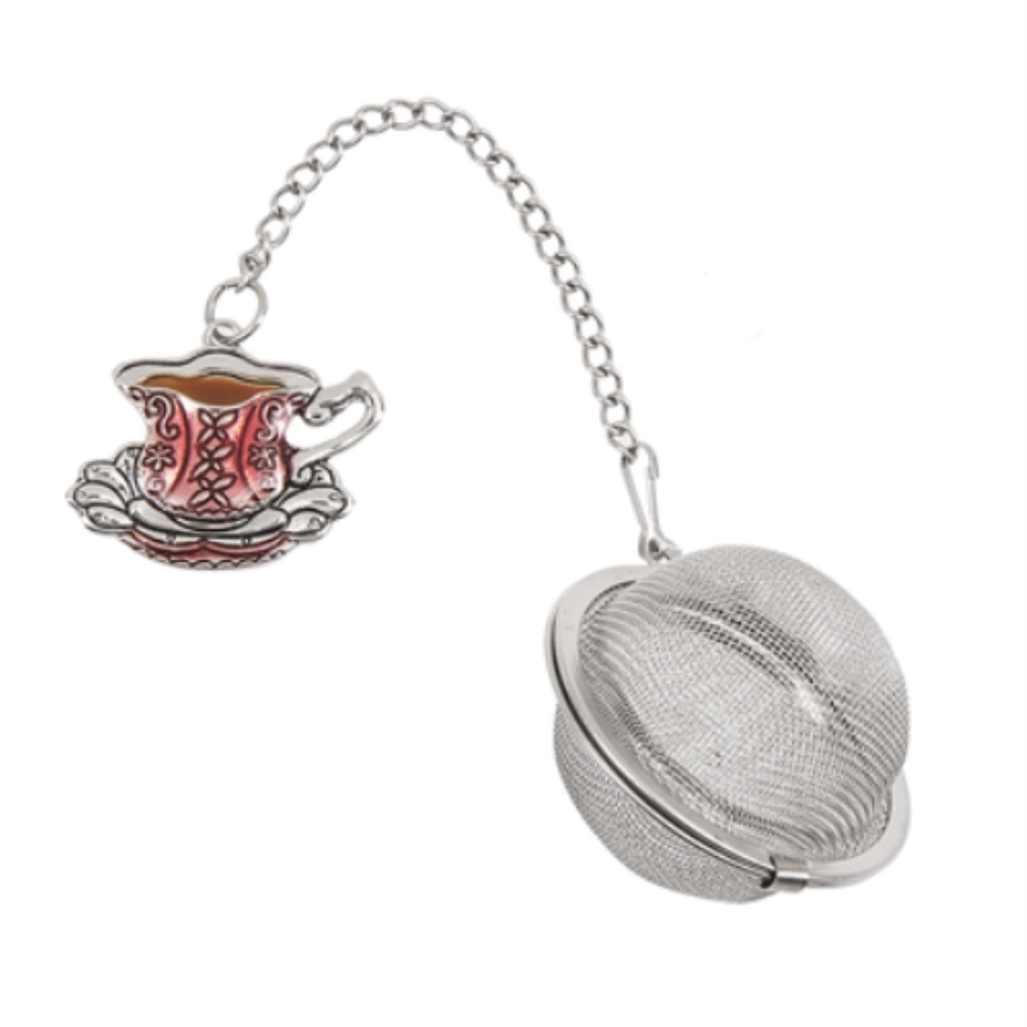 Ganz Pink Teacup with Saucer Charming Zinc Metal Mesh Tea Infuser Ball with Enameling For Loose Leaf Tea Reusable