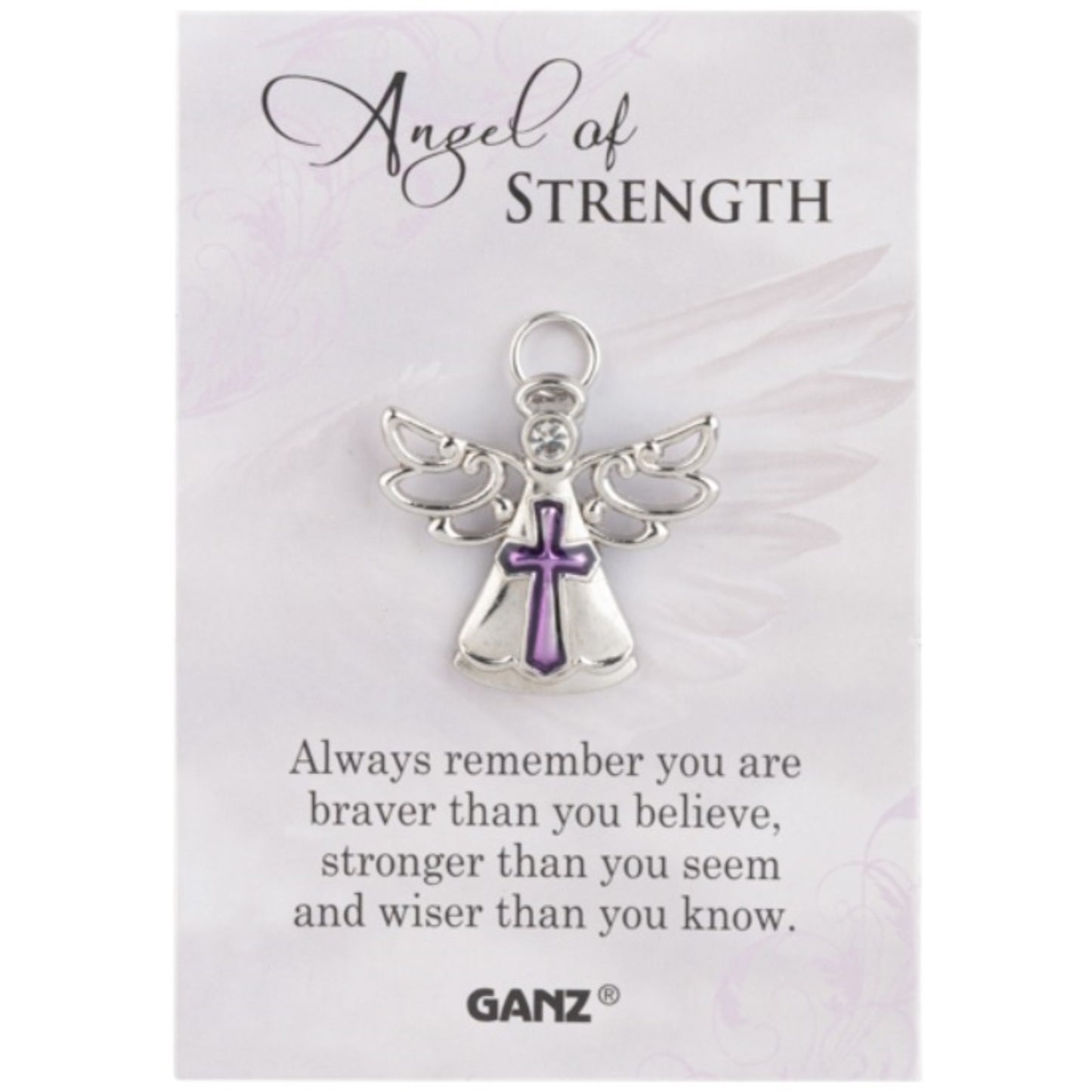 Ganz Angel of Strength Always Remember You Are Braver Than You Believe, Metal Pin 1.25 x 1 inch