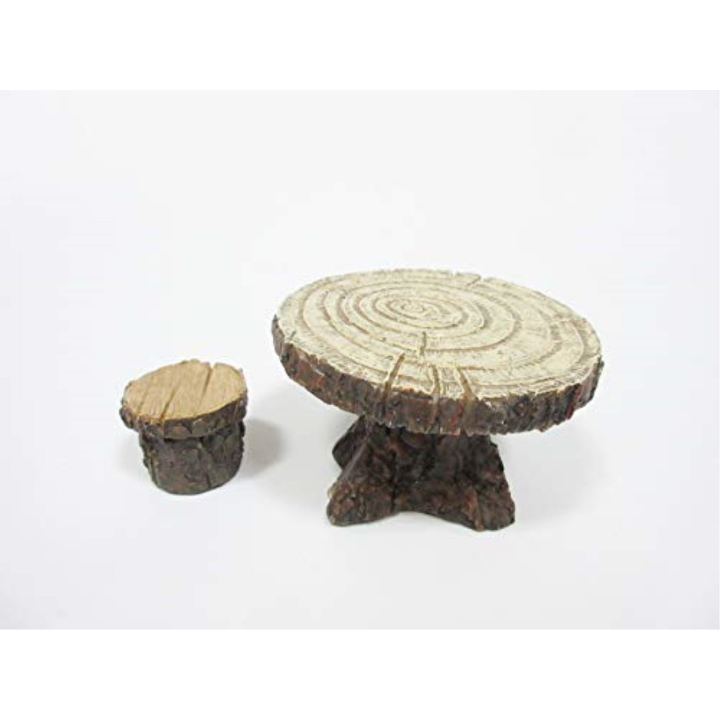 Enchanted Garden Tree Stump Table and Chairs Set Mini Fairy Garden Decorative Accessory 3 Piece Set