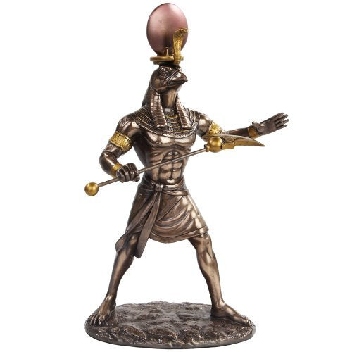 Egyptian Ra Mythological God Bronze Finish Resin Statue Figurine 11 inch