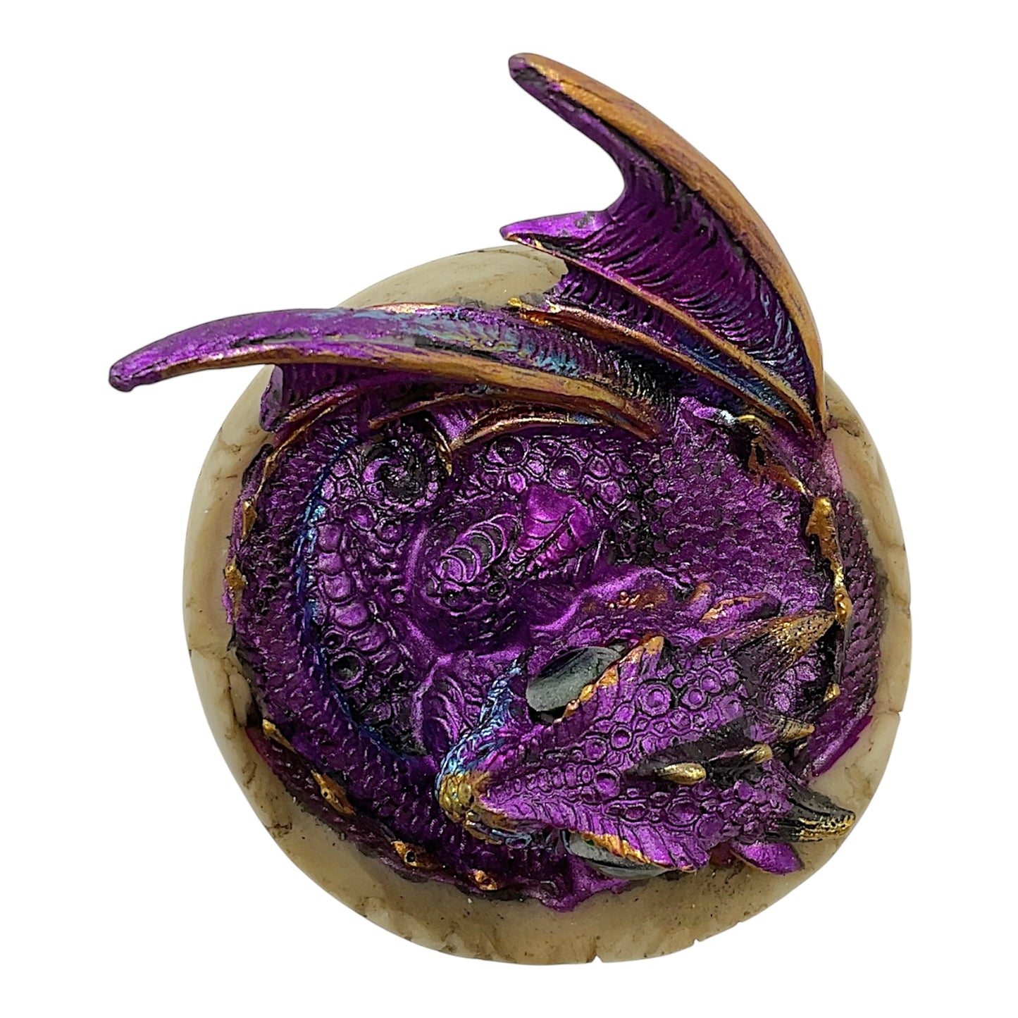 Purple Baby Dragon Hatching from an Egg Medieval Fantasy Figurine 4 inch