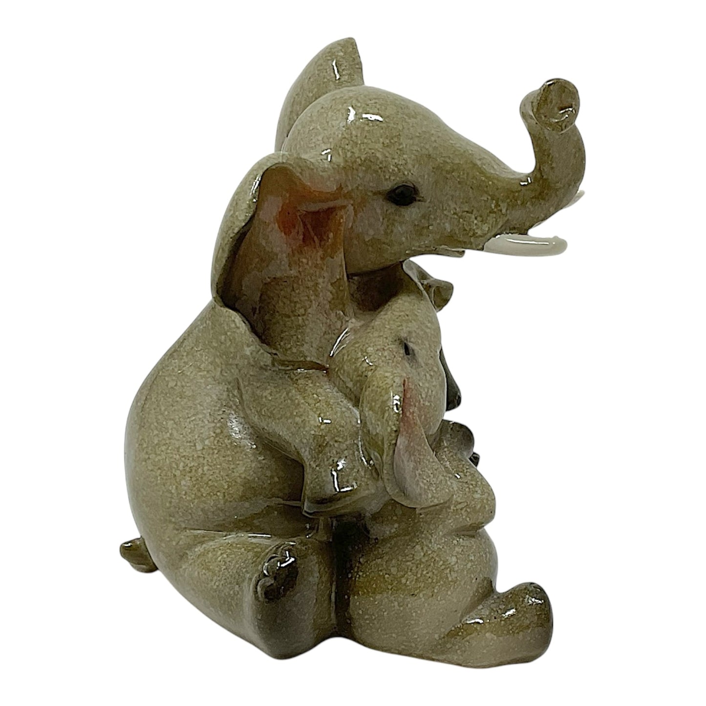 Grey Elephant With Baby Calf Resin Figurine Home Decoration 3.25 x 3.75 inch