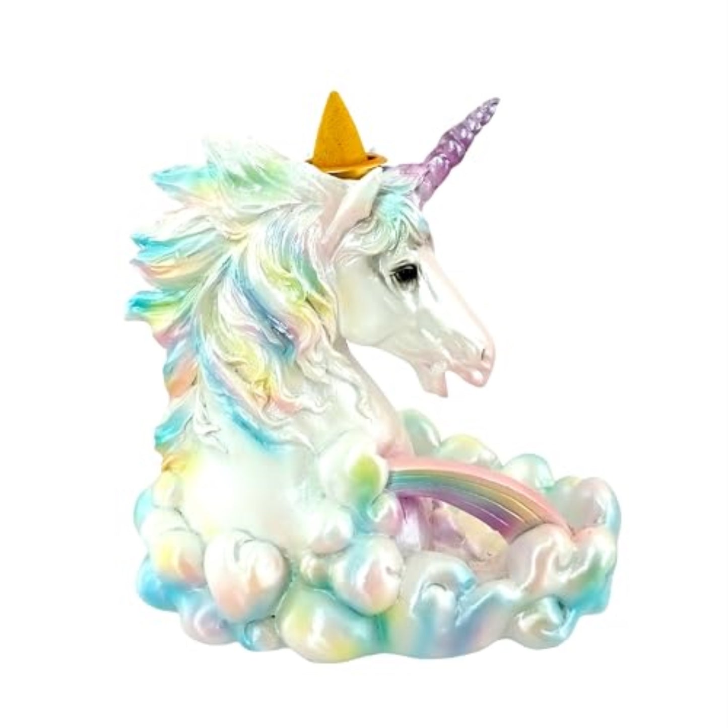 Fantasy Gifts Cloud Breathing Unicorn Backflow Incense Burner 5.5 x 5.75 inches Whimsical Unicorn Tabletop Decoration