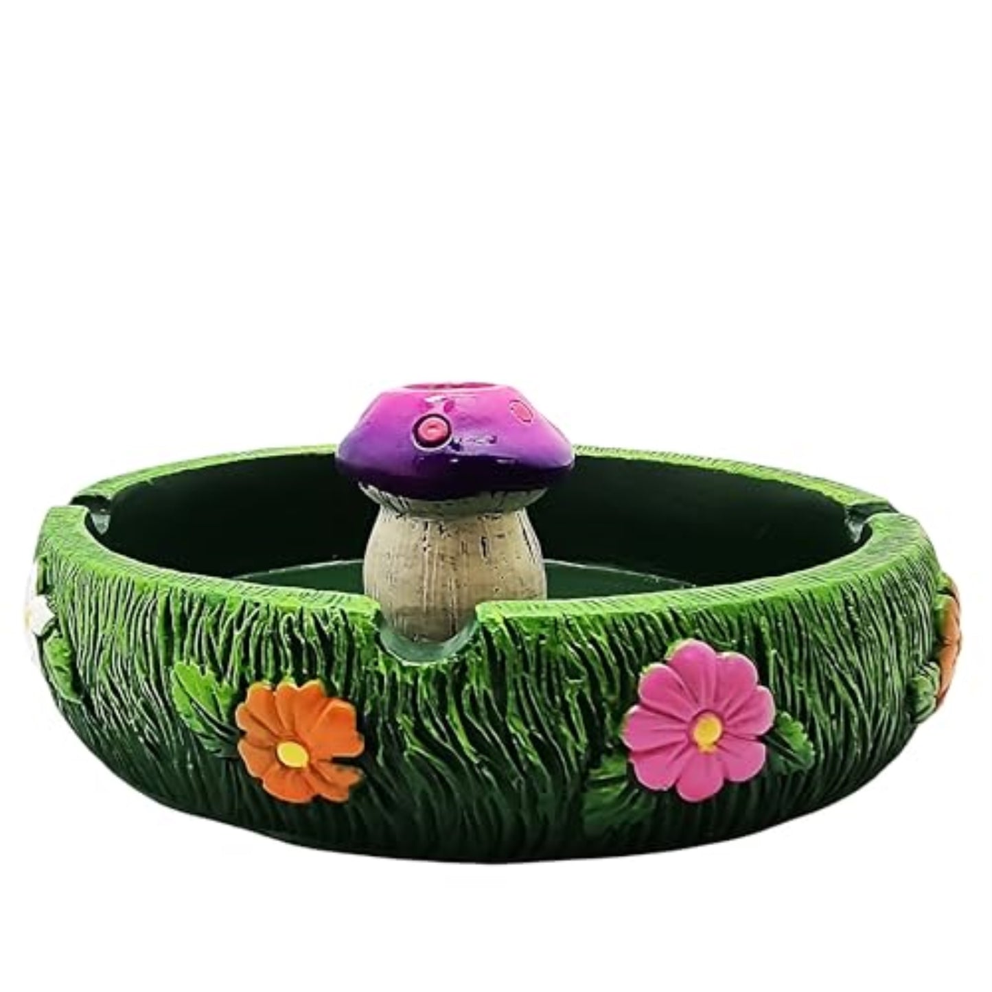 Fantasy Gifts Green Mushroom Ashtray with Snuffer 5 Inch Polyresin Rustic Whimsical Design
