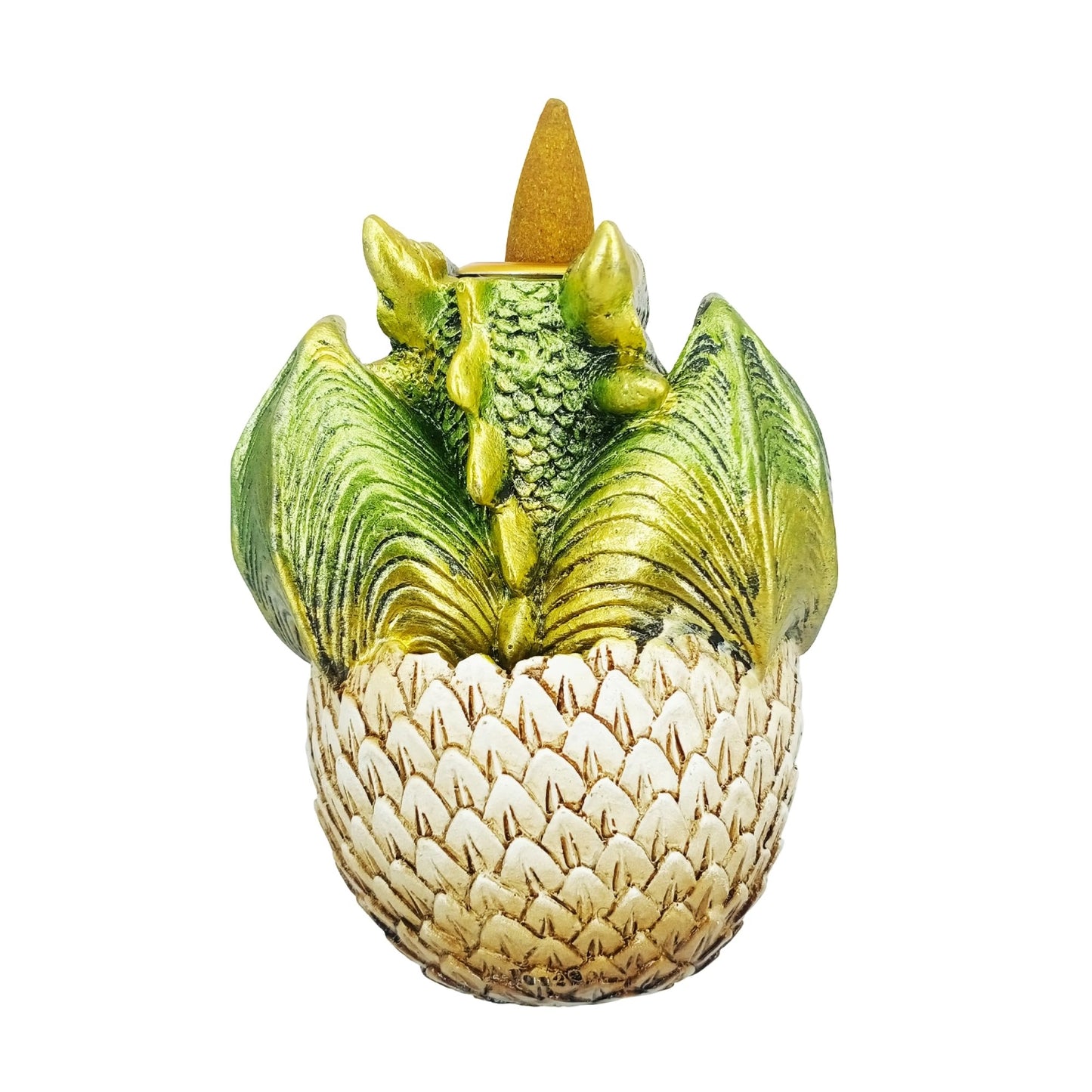 Fantasy Gifts Green Dragon in Egg Backflow Incense Burner 3.5 x 3 x 4.25 Inches