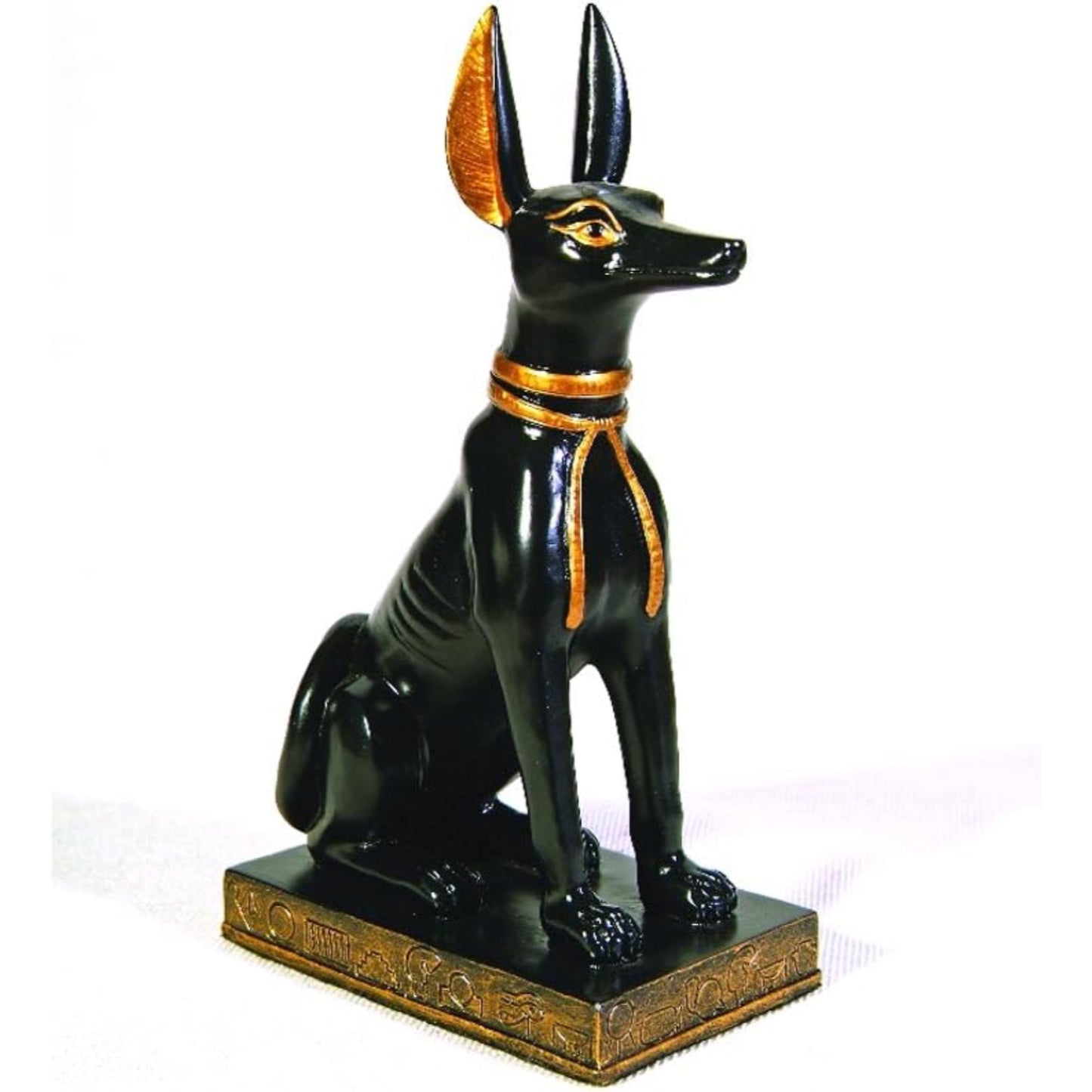 Gold and Black Color Egyptian Anubis Dog Sitting Figurine Egypt Statue 5 inch