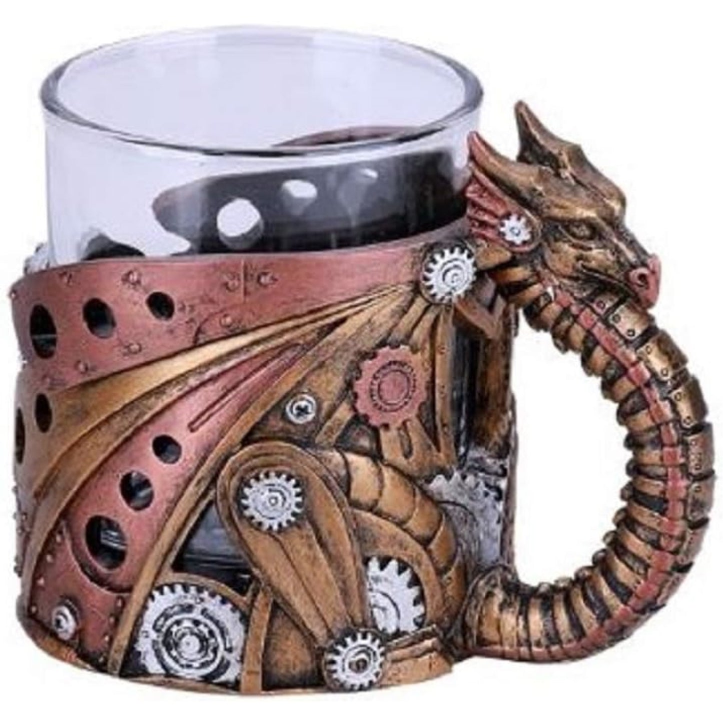 Steampunk Dragon Glass and Resin Fantasy Cup Mug