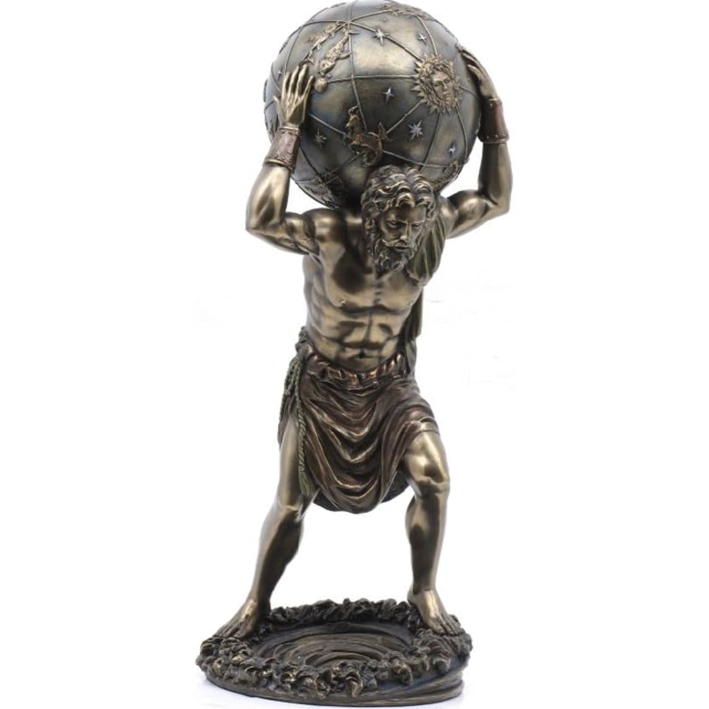 Greek God Primordial Titan Atlas Holding The World Globe Resin Statue 11.75 inch Tall