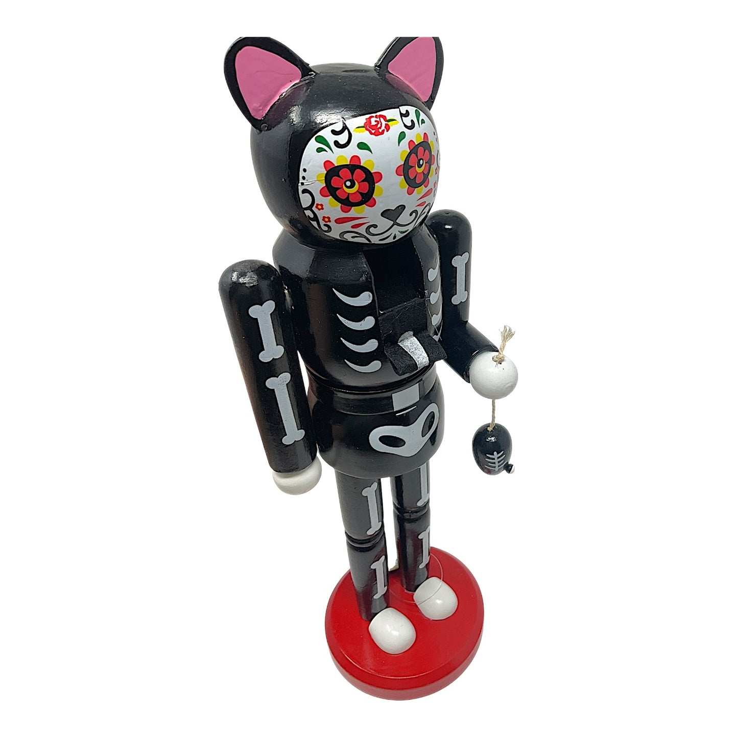 Santa's Workshop Day of the Dead Black Cat Nutcracker Decoration 14 Inch