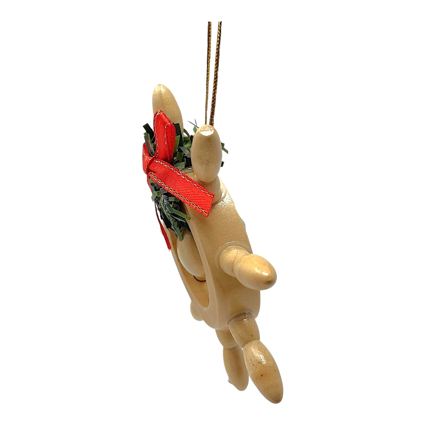 Beachcombers Ships Wheel with Red Ribbon and Wreath Nautical Wood Christmas Tree Ornament 4 inch
