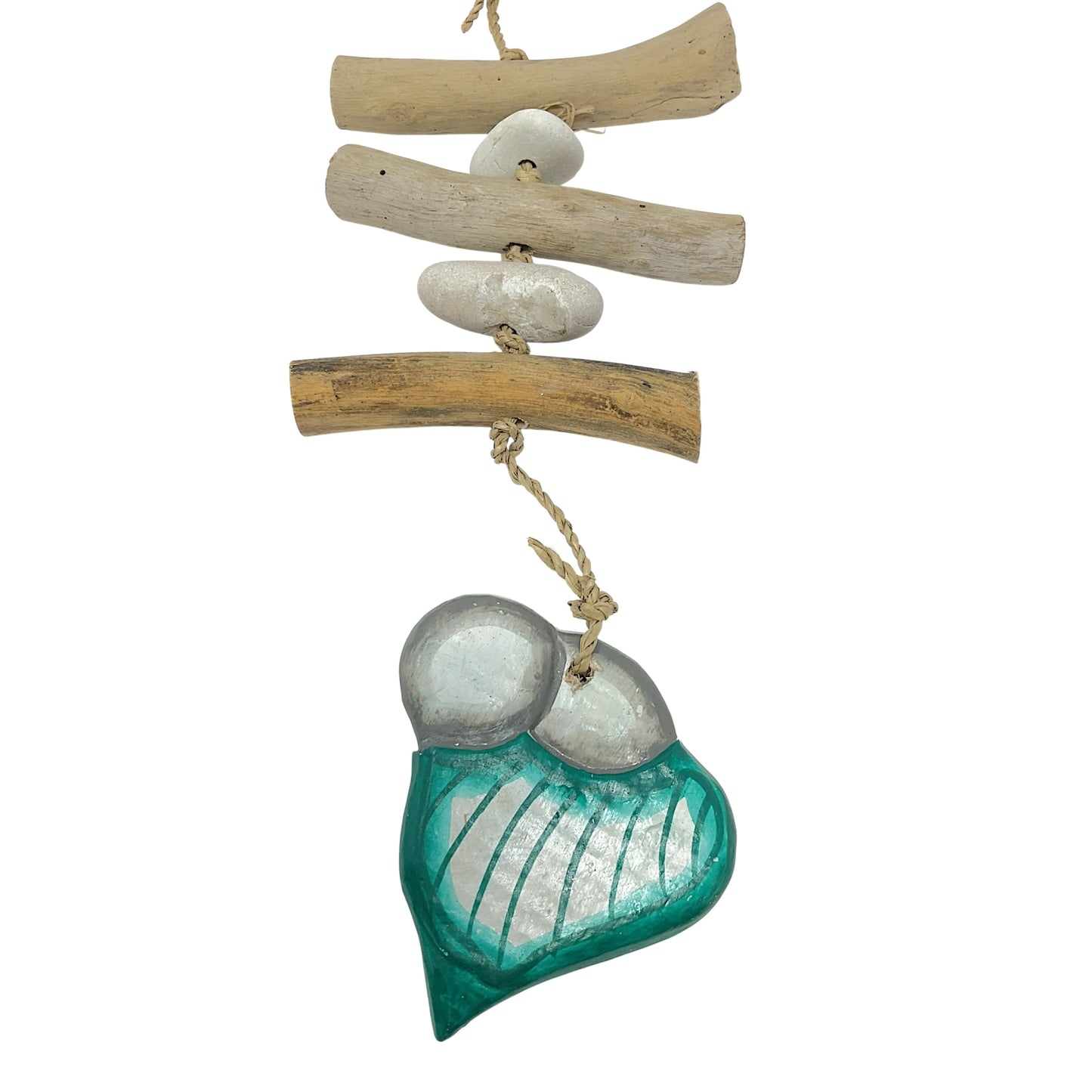 Beachcombers Crab with Seashell Coastal Beach Strand With Driftwood and Stone Mobile 41 Inches Long