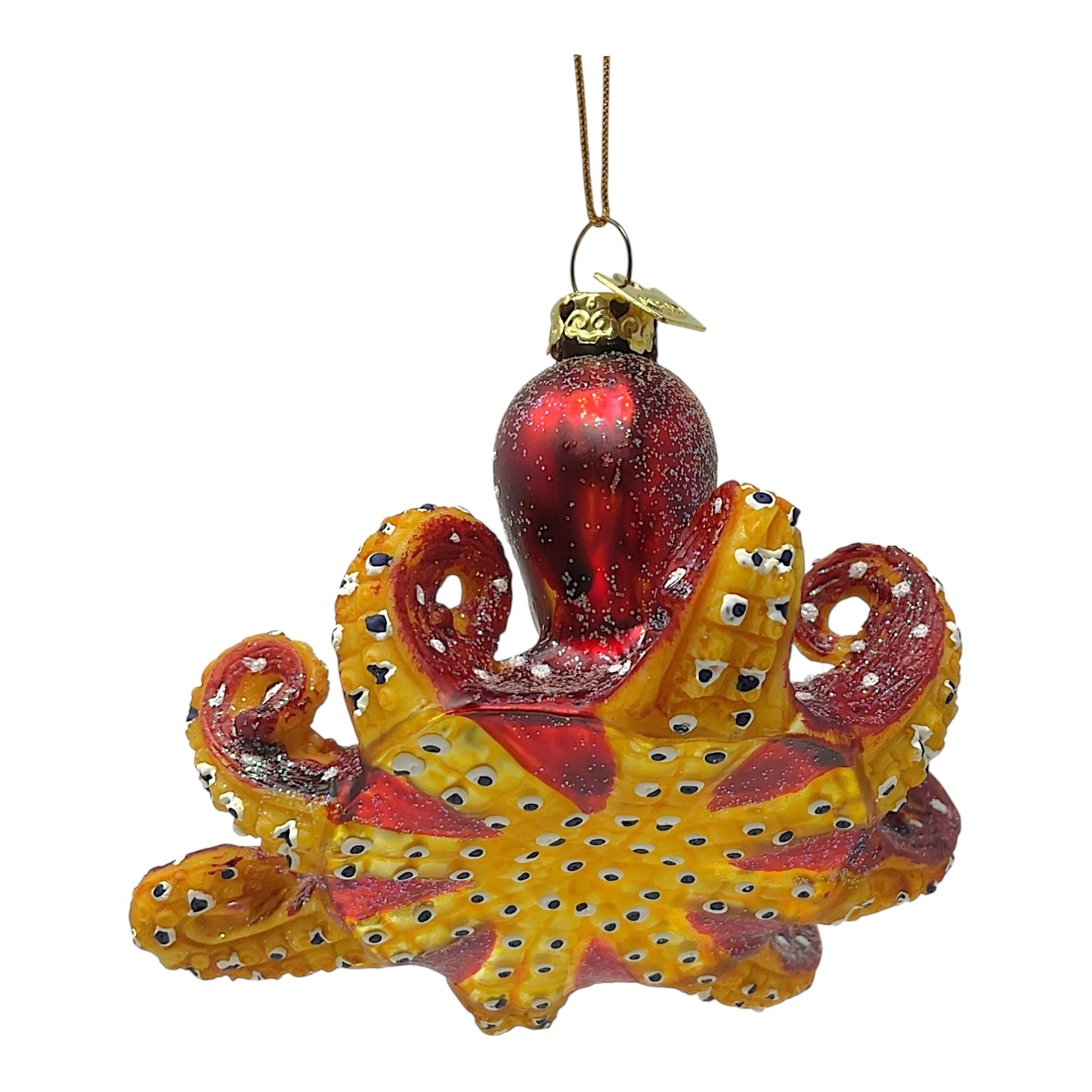 Kurt Adler Noble Gems Red Octopus Glass Christmas Tree Ornament 4 inch