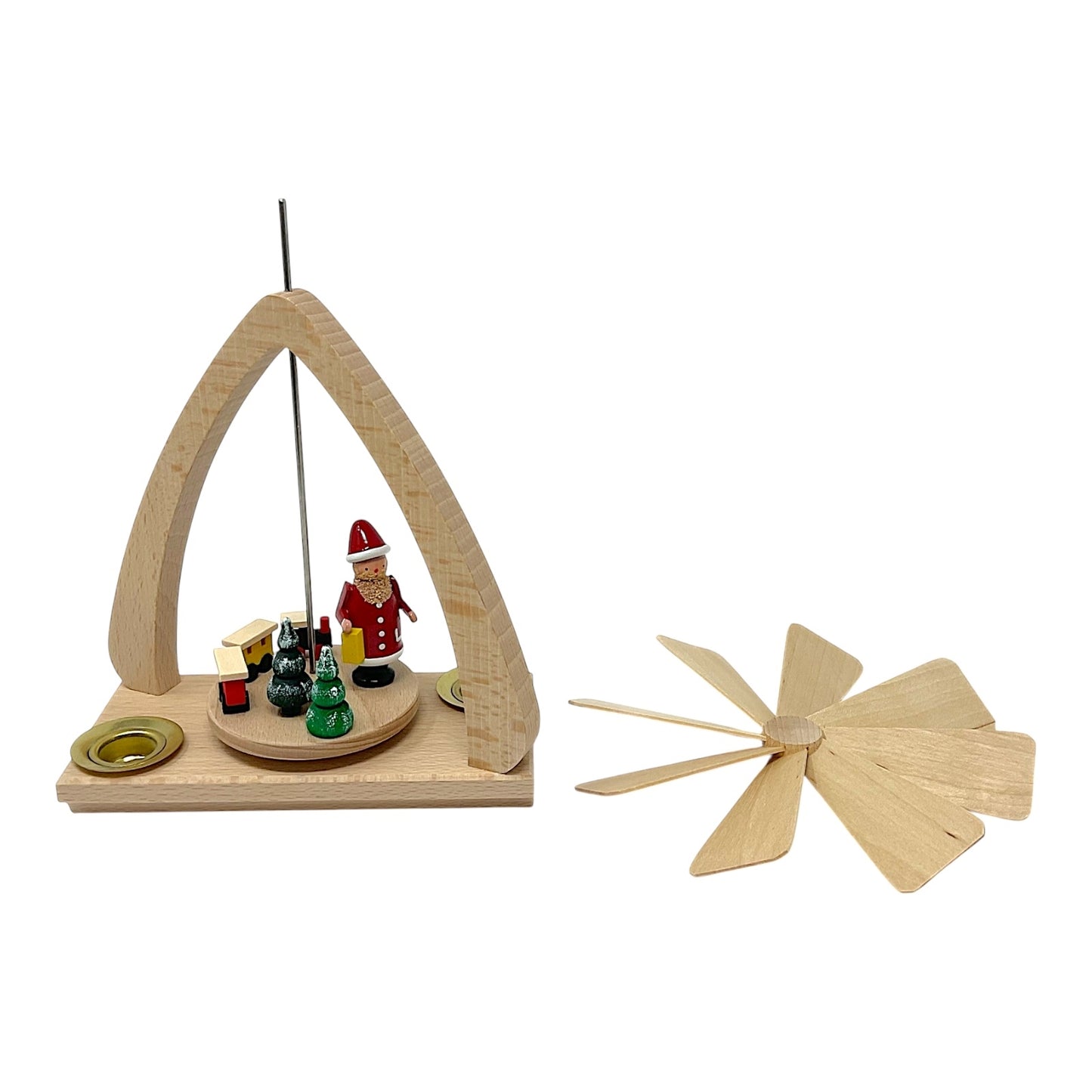 Pinnacle Peak Trading Santa with Train German Wood Christmas Pyramid 6.7 Inch