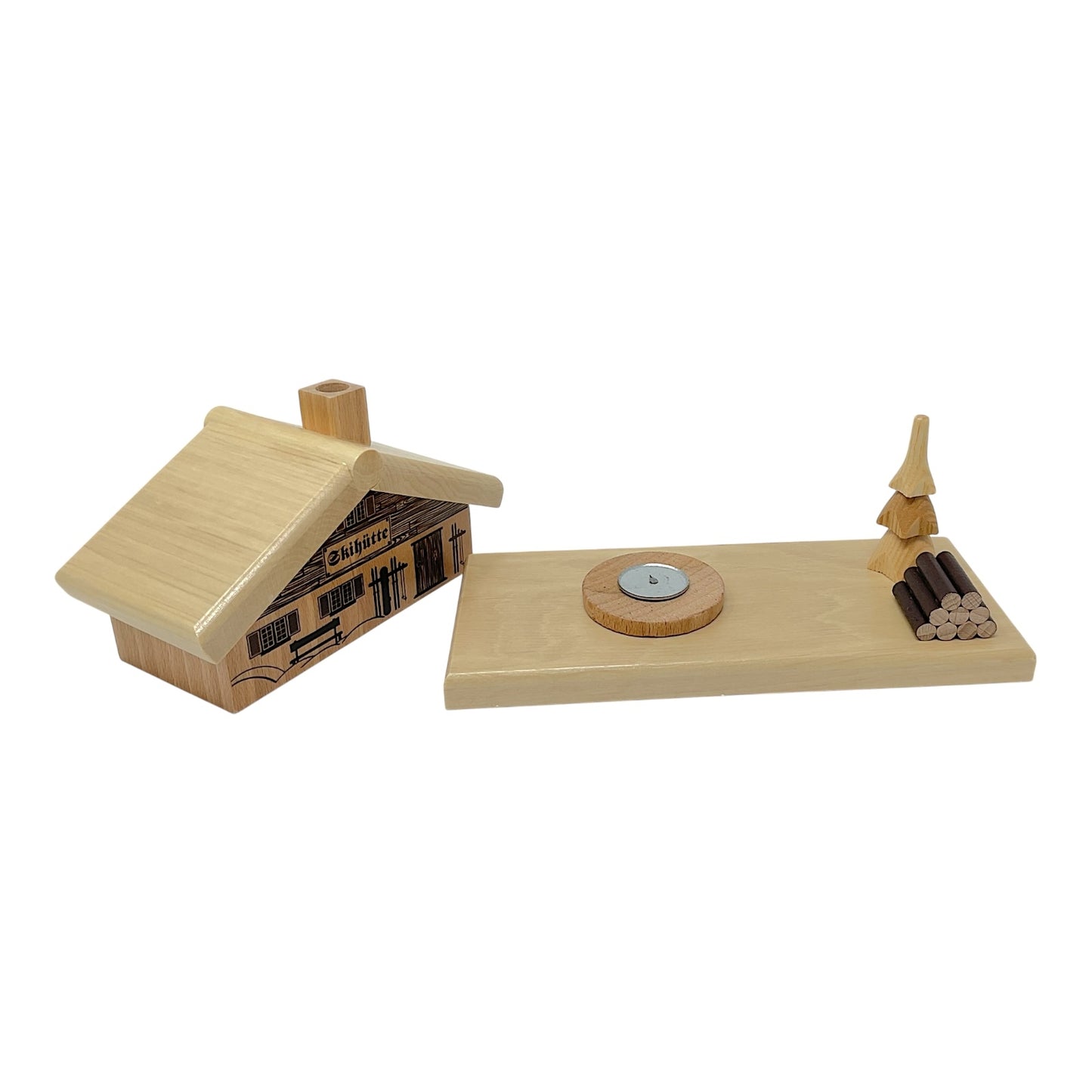 Pinnacle Peak Trading German Wood Ski Hut Smokehouse with Tree Incense Smoker Burner