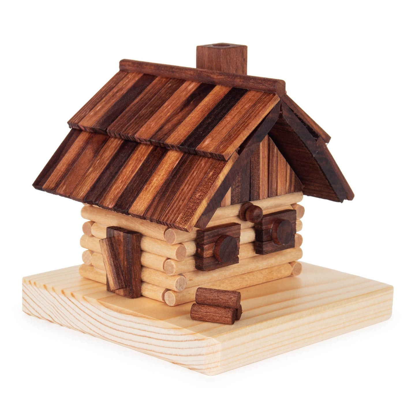 Pinnacle Peak Trading Wood Hunting Log Cabin German Christmas Incense Smoker 3.5 inch