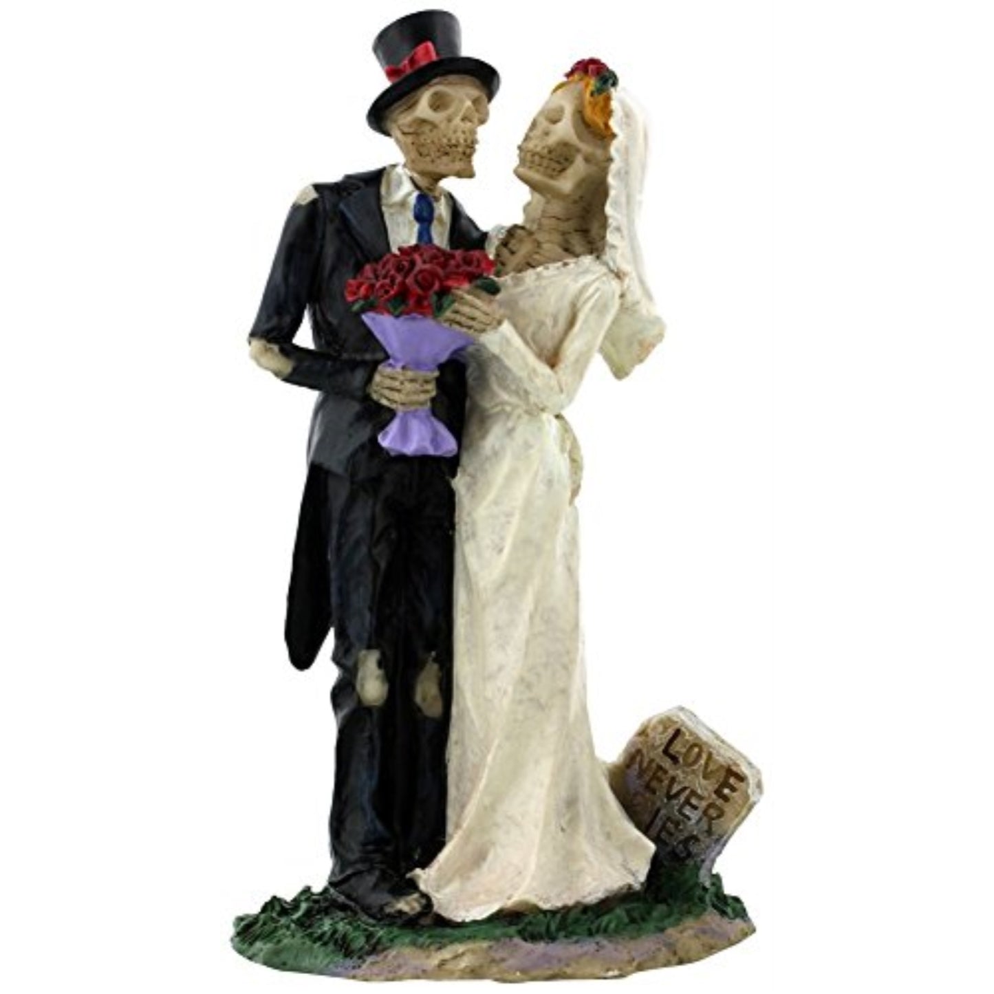 Love Never Dies Wedding Couple Skeleton Bride and Groom Figurine 6.75 inch