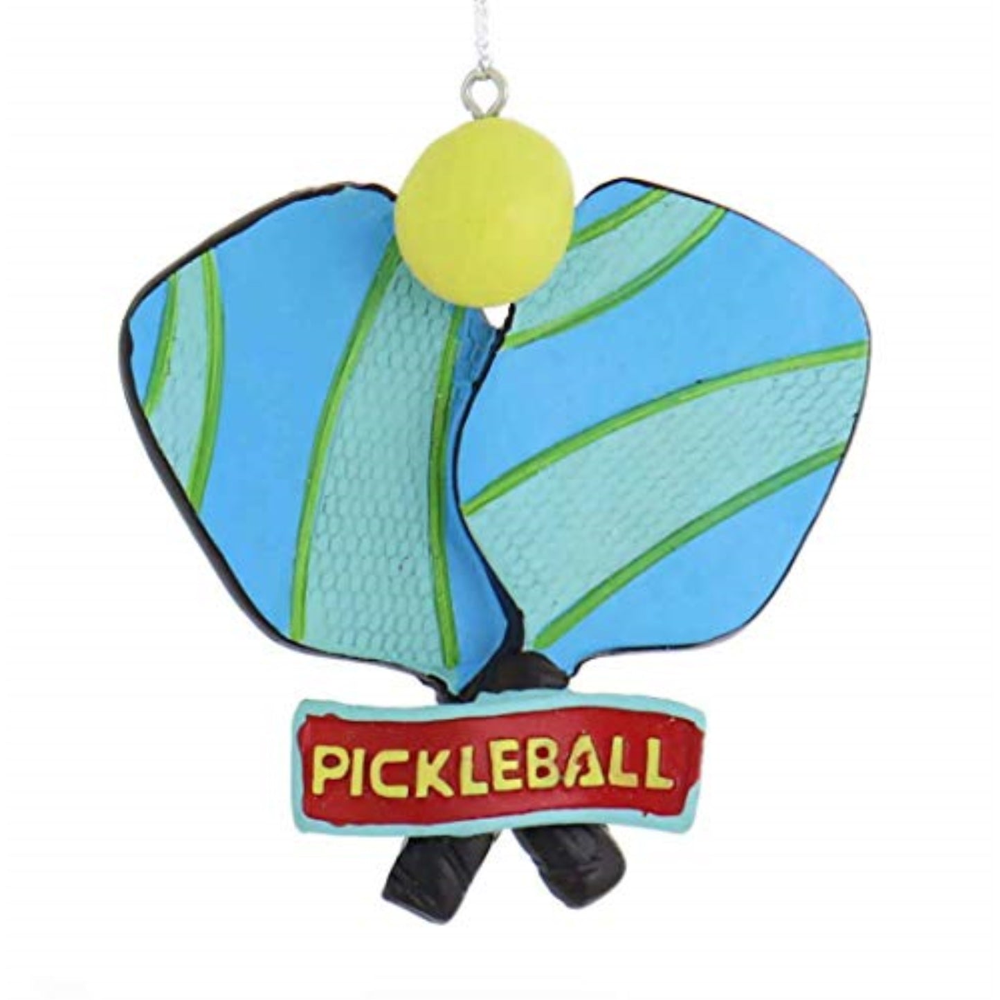 Pickle Ball Rackets with Ball Resin Christmas Tree Ornament 3.75 inch