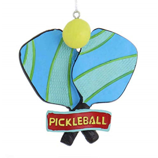 Pickle Ball Rackets with Ball Resin Christmas Tree Ornament 3.75 inch
