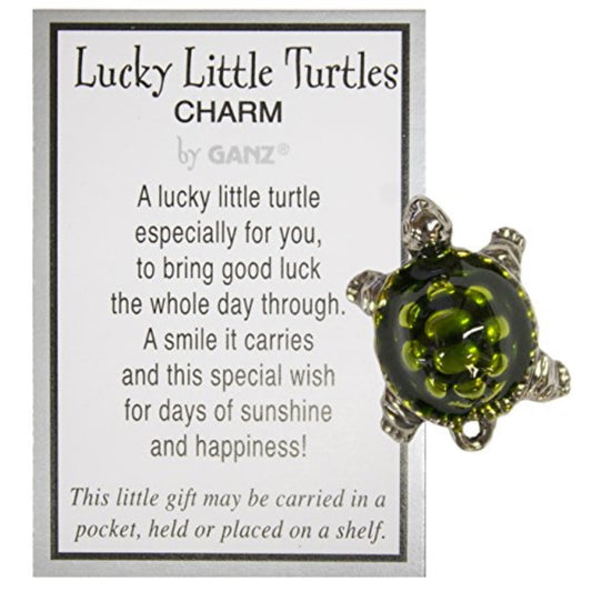 Lucky Little Turtle Pocket Charm with Inspirational Card Miniature 1 inch
