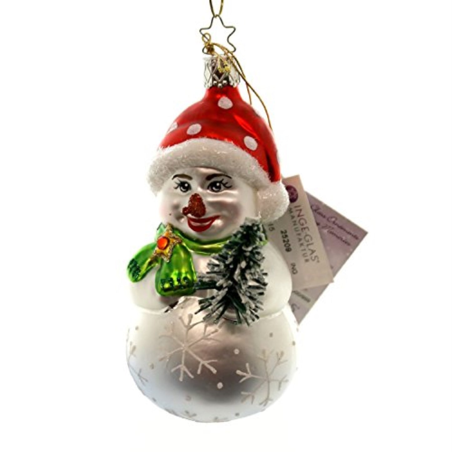 Inge Glas LE Snowy Friend Snowman German Glass Christmas Ornament
