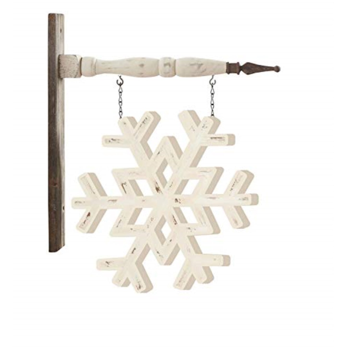 K&K Interiors White Painted Snowflake Christmas Arrow Replacement Sign 12 inch - Arrow Sold Separately