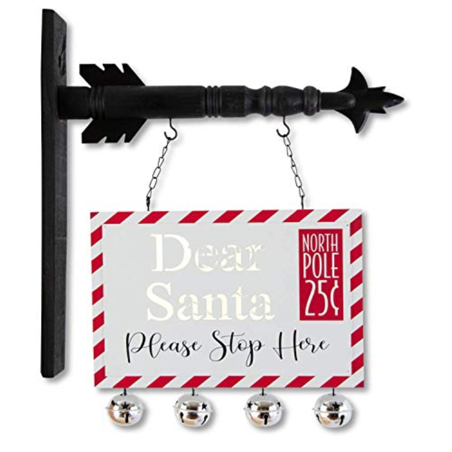 K&K Interiors Red and White Dear Santa LED Postcard Cutout Arrow Replacement Sign 13 inch - Arrow Sold Separately