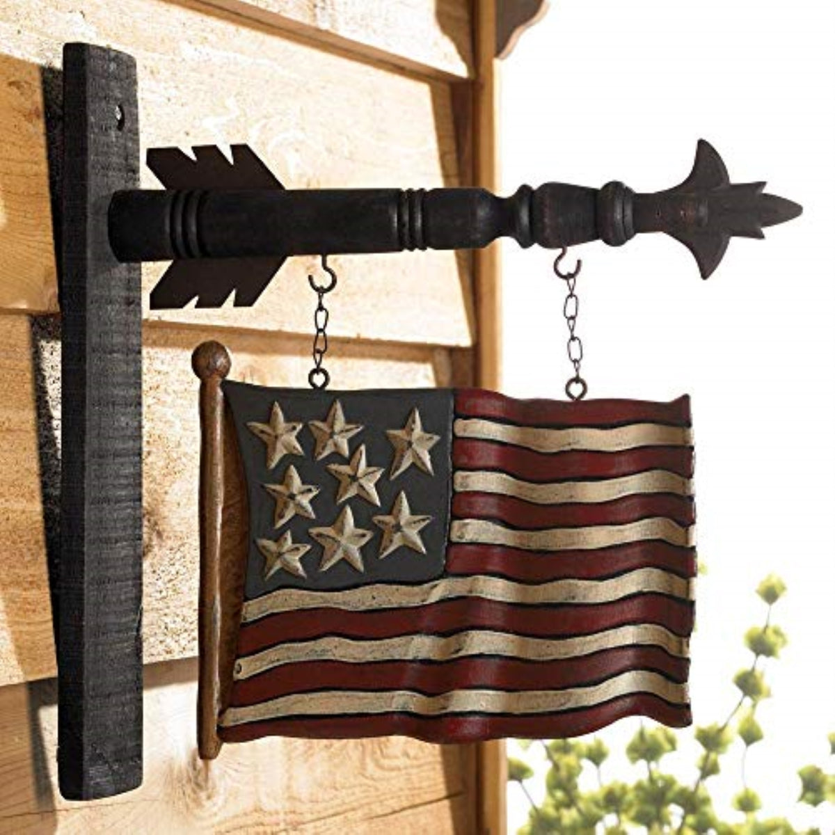 K&K Interiors Resin 8 Star USA Waving American Flag Arrow Replacement Sign 12.5 inch - Arrow Sold Separately
