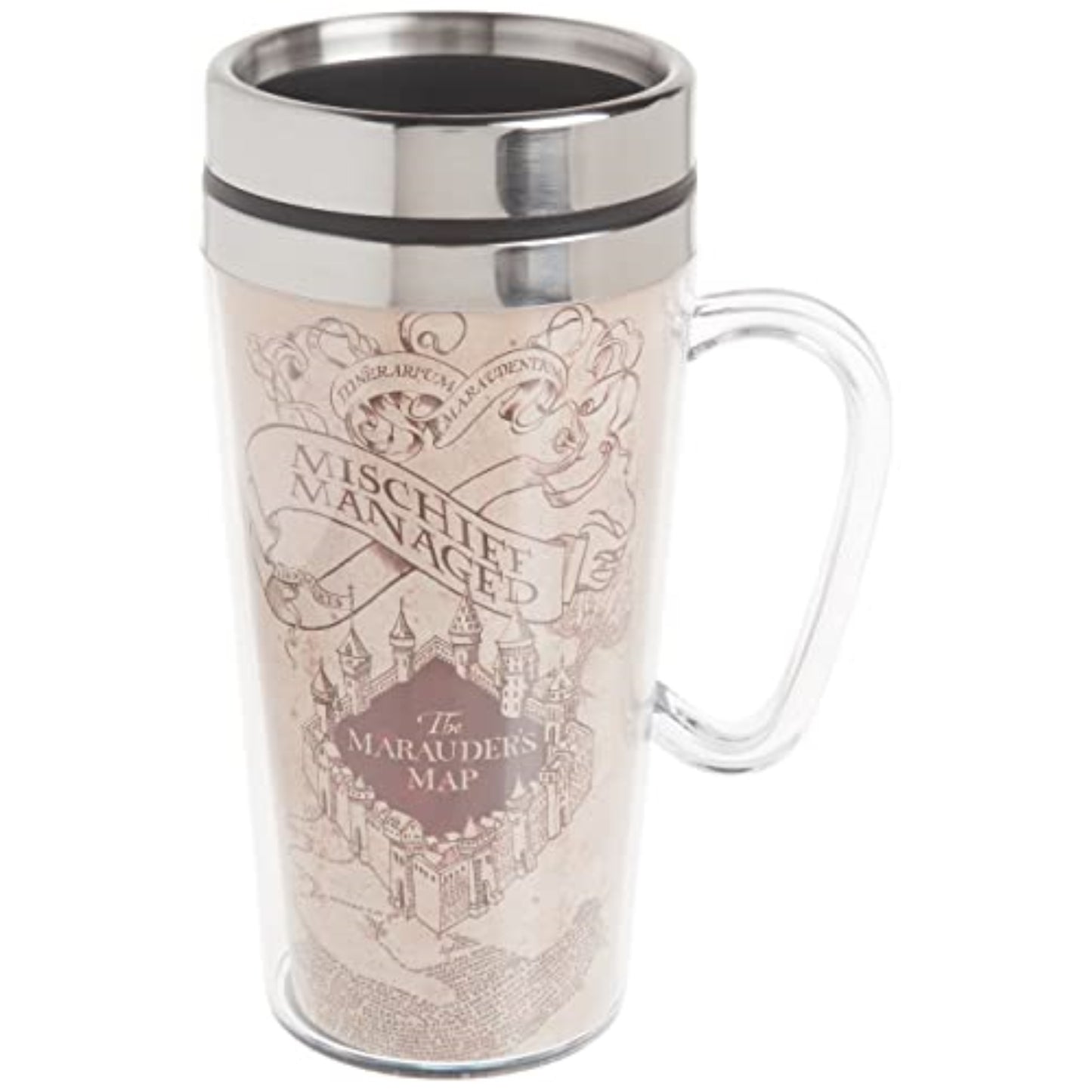 Spoontiques Harry Potter Marauders Map Double Walled Stainless and Acrylic Insulated Travel Mug 14 ounce