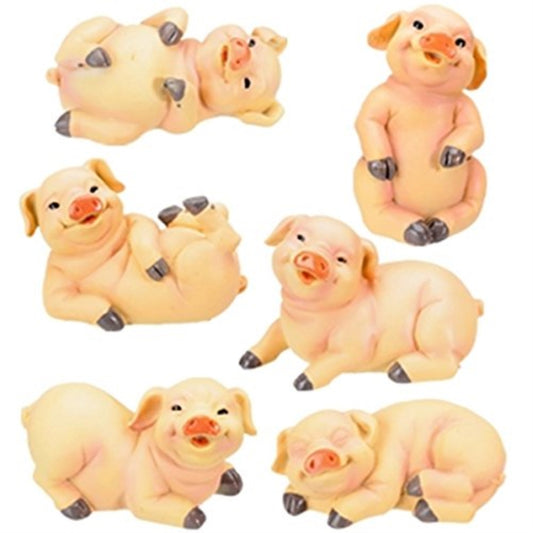 Pink Pig Collectible Farm Figurines 6 Piece Set 3 inch