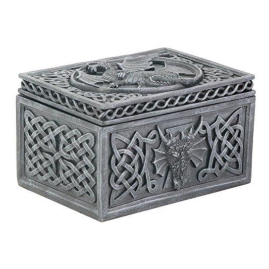 Dragon Celtic Jewelry Trinket Keepsake Box Collectible Container Sculpture 5.25 x 3 inch