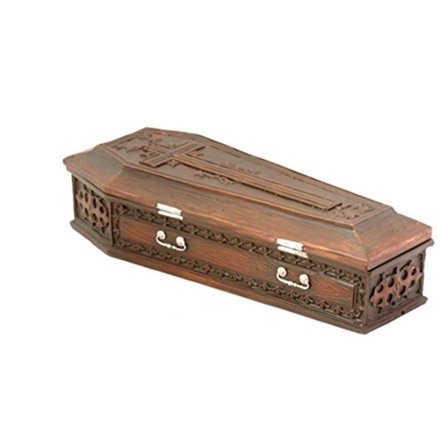 Brown Vampire Coffin Casket with Cross Jewelry Trinket Box