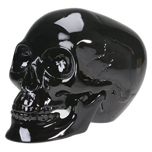 Glossy Human Skull Halloween Figurine Gothic Skeleton Decoration 4.5 inch