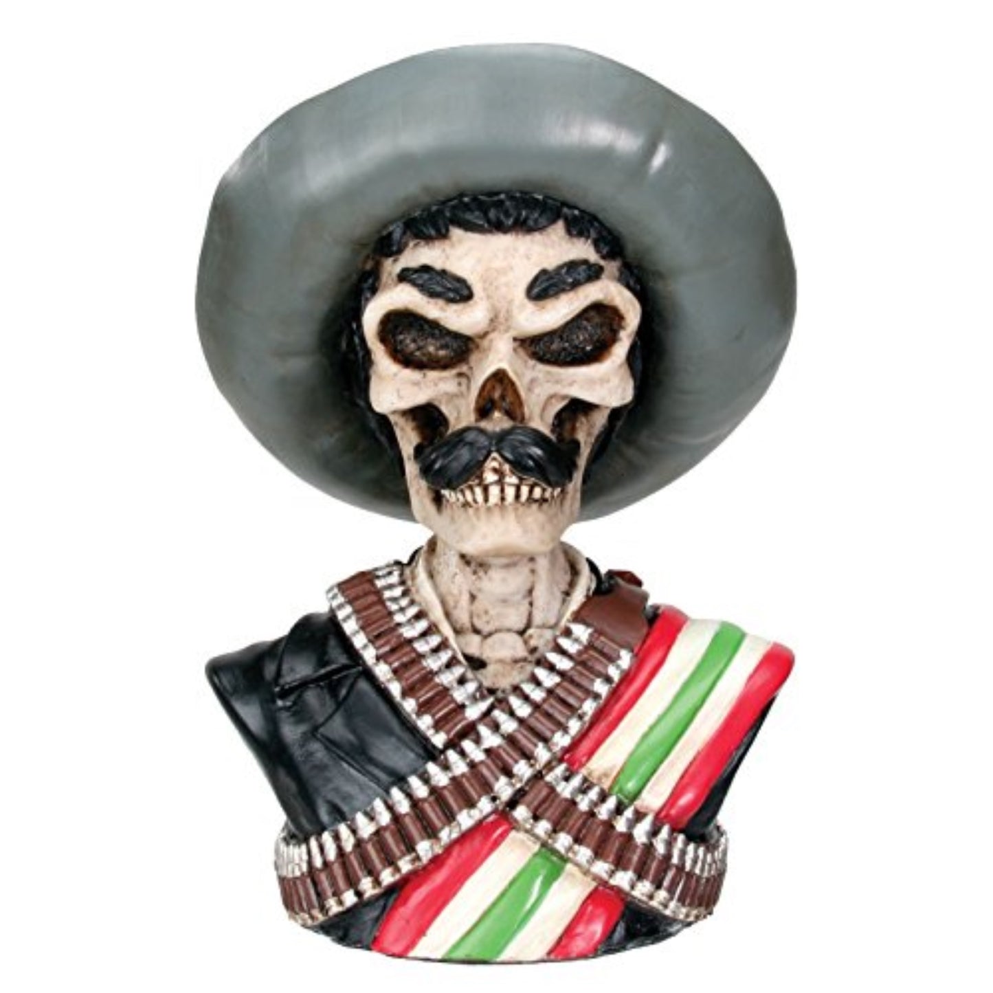 Emiliano Zapata Mexican Revolution Leader Skeleton Bust Figurine 4.5 inch