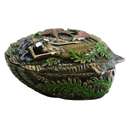 Ocean Siren Mermaid With Starfish Oyster Shell Shaped Jewelry Trinket Keepsake Box 3.75 inch