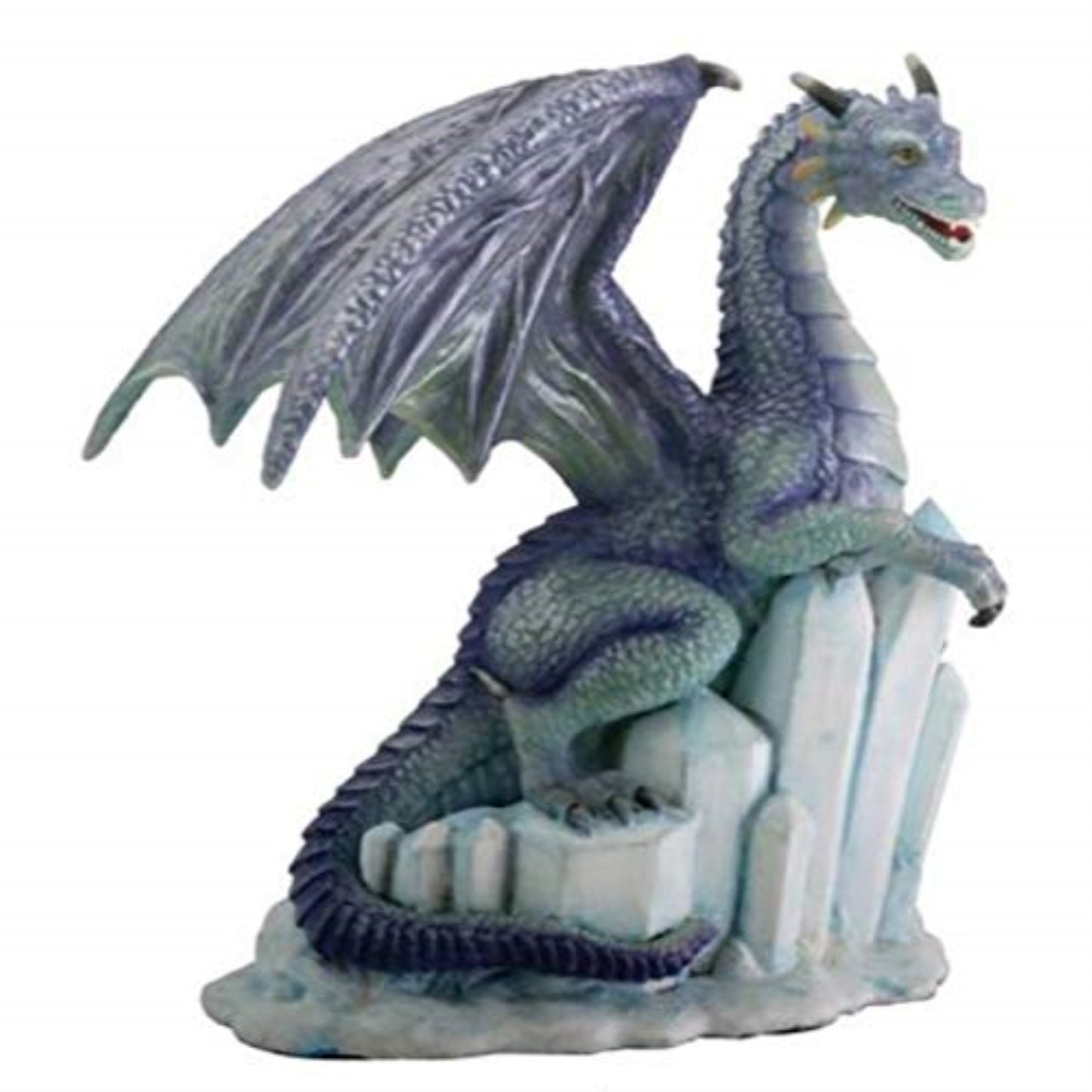 Icy Blue Ice Dragon Sitting on Glacier Figurine Statuette Fairy Tale Fantasy 4 inch