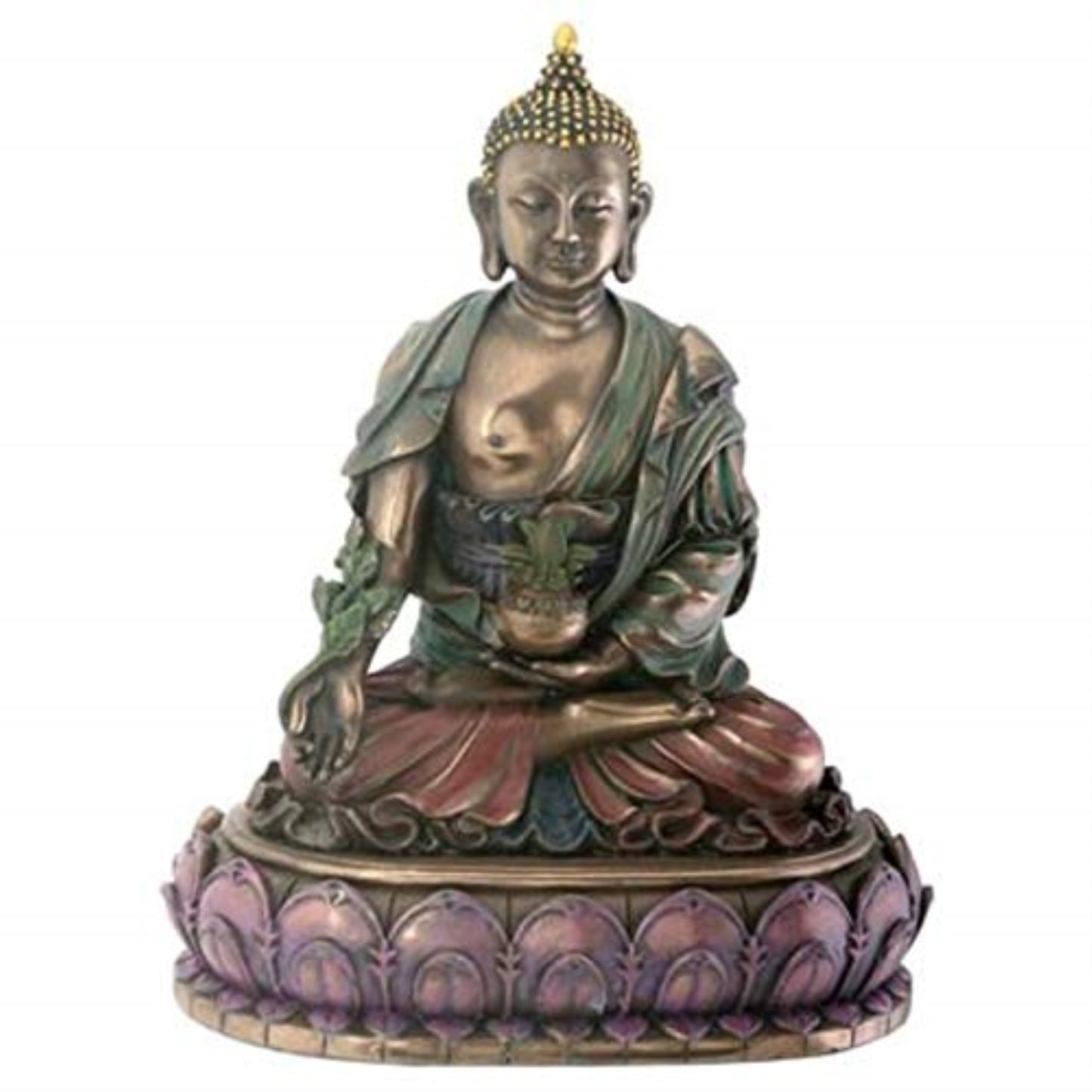 Medicine Buddha Sitting with Herbs Religious Buddhism Figurine 6 inch
