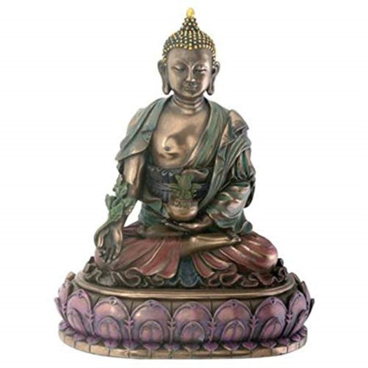Medicine Buddha Sitting with Herbs Religious Buddhism Figurine 6 inch