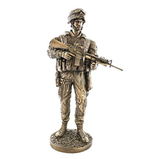 Rifleman Bronzed Resin Military Statue Modern Era Rifleman M16 13.5 inches Tall