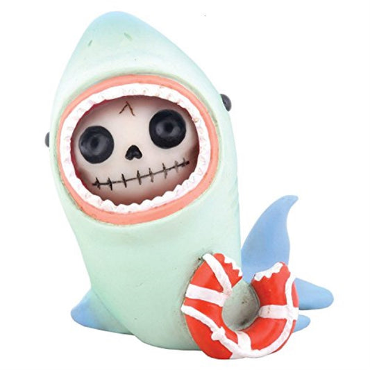 Furrybones Sharkie Skeleton in Shark Costume with a Chewed Lifesaver Figurine