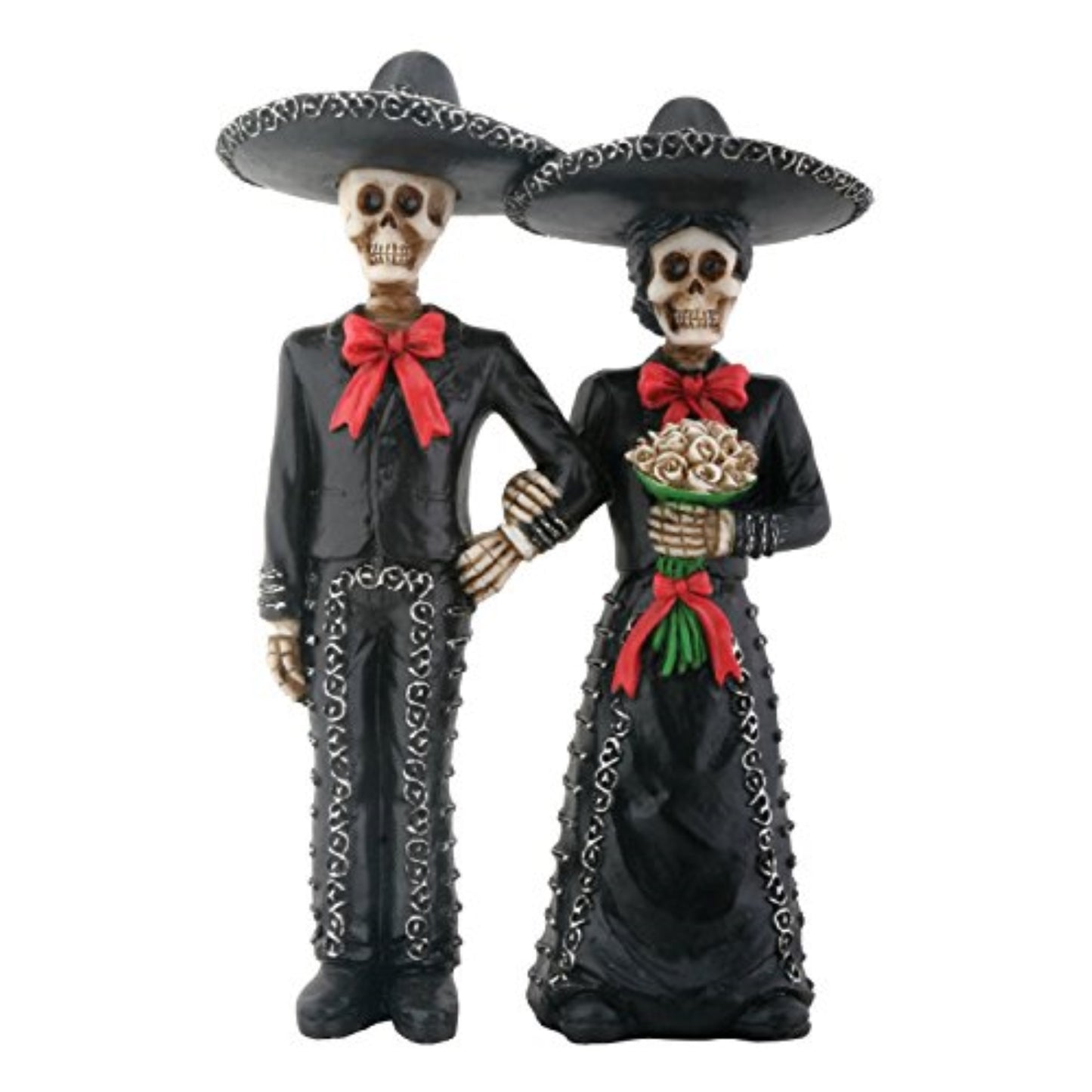 Mariachi Skeleton Couple Holding Hands Figurine 5.5 inch