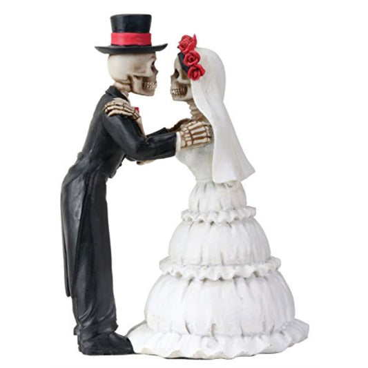 4 Inch Day of The Dead Skeleton Wedding Couple Kiss Figurine
