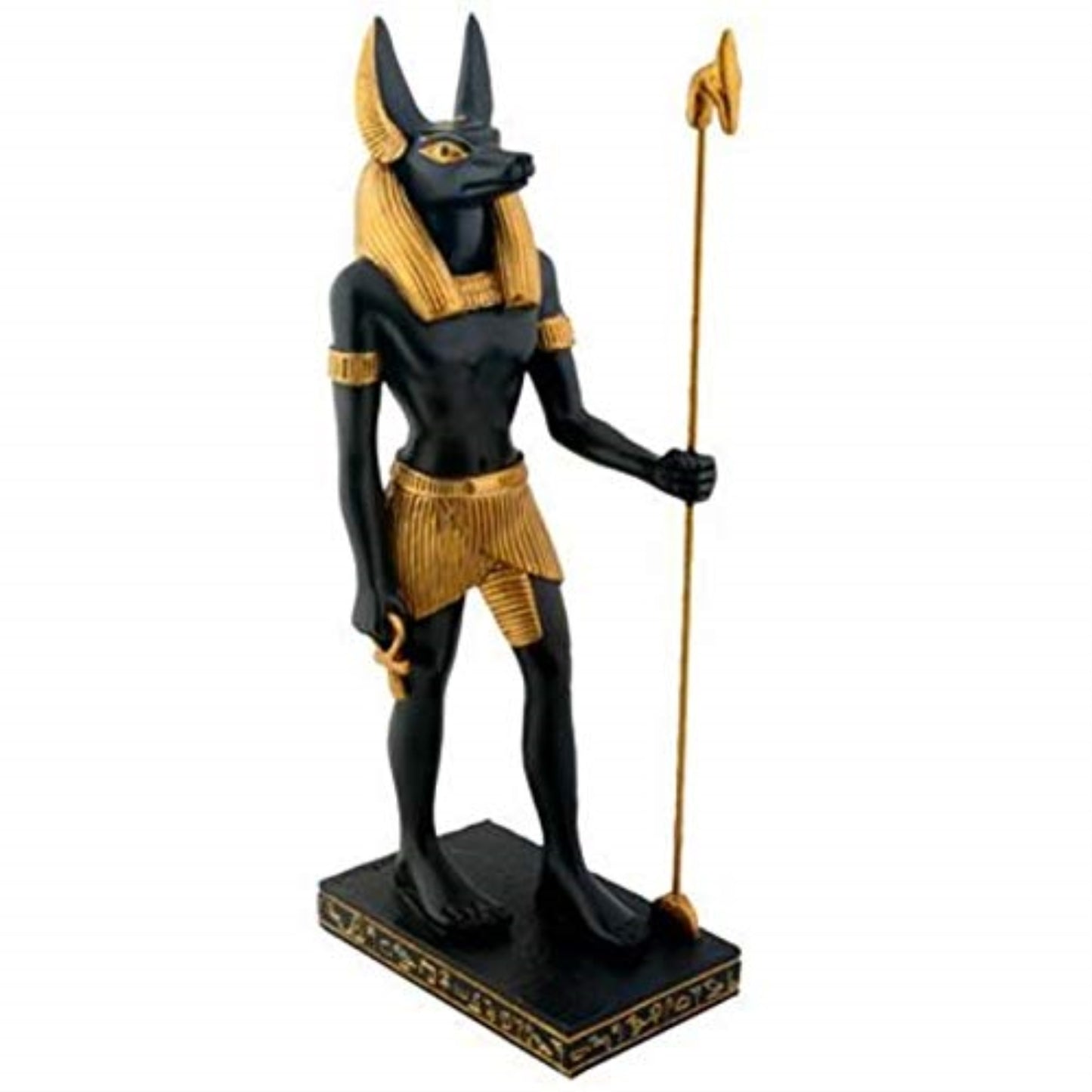 Ancient Egyptian Standing Anubis God of the Afterlife with Spear Figurine 8.25 Inch