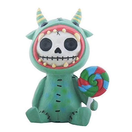 Furrybones Mogu Skeleton in Green Monster Costume Holding Lollipop Figurine