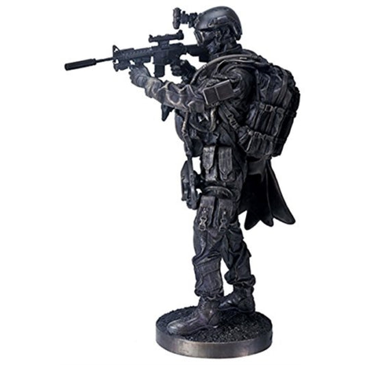 Black Navy Seals Figurine Standing with Rifle and Full Gear 12.5 inch