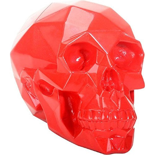 Red Polygon Human Skull Halloween Figurine 6 inch